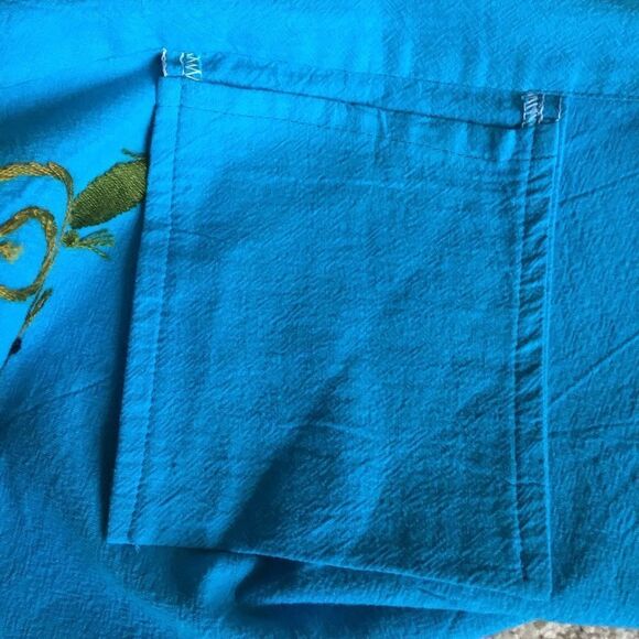 Vintage Floral Embroidered Wrap Blue Skirt - Picture 8 of 9
